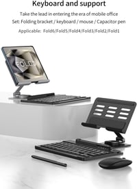 COQUE Galaxy Z Fold 7/6/5/4/3 mobil iroda billentyűzet készlet telefontartó forgatós szárral, stylus ceruzával, vezeték nélküli egérrel, fek 2