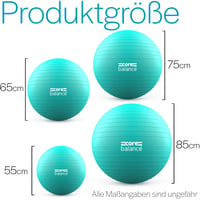 Minge de gimnastică Core Balance pentru fitness, yoga și sarcină, 45 cm, 55 cm, 65 cm, 75 cm, 85 cm, anti-explozie, cu pompă de aer inclusă 6