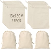 Coriver 25db Pamut Zsák 13x18cm Lenvászon Ajándék Táska Zsinórral 1