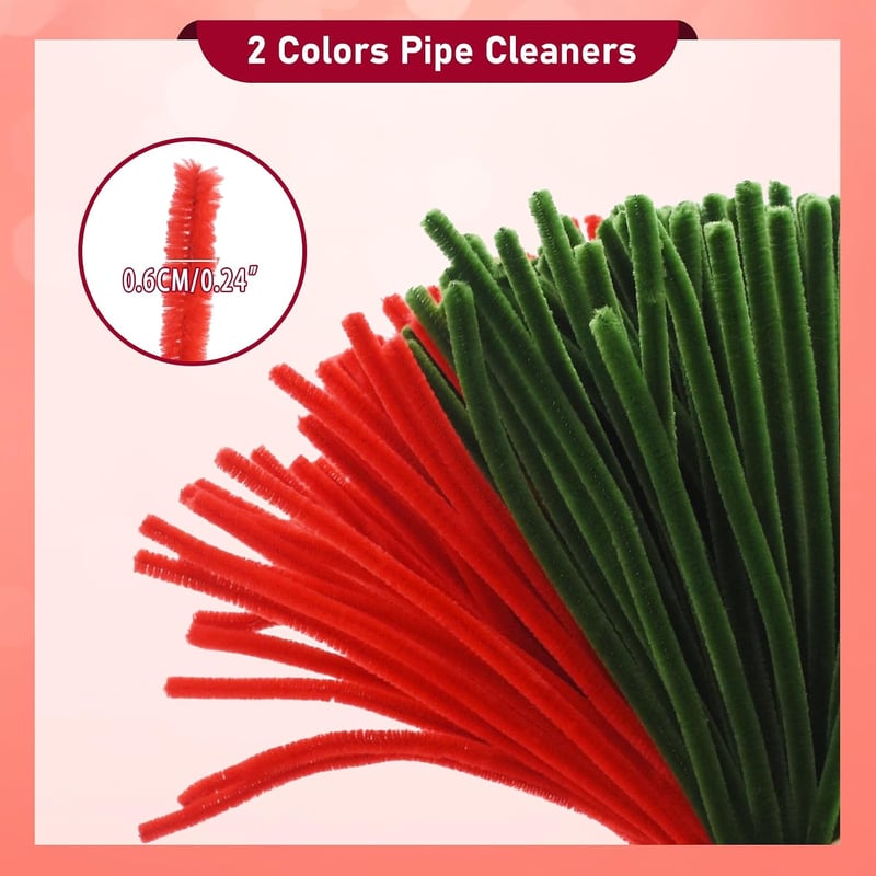 Coriver Pipe Cleaner 200 db Rózsaszín és Zöld Kreatív Kézműves Szett