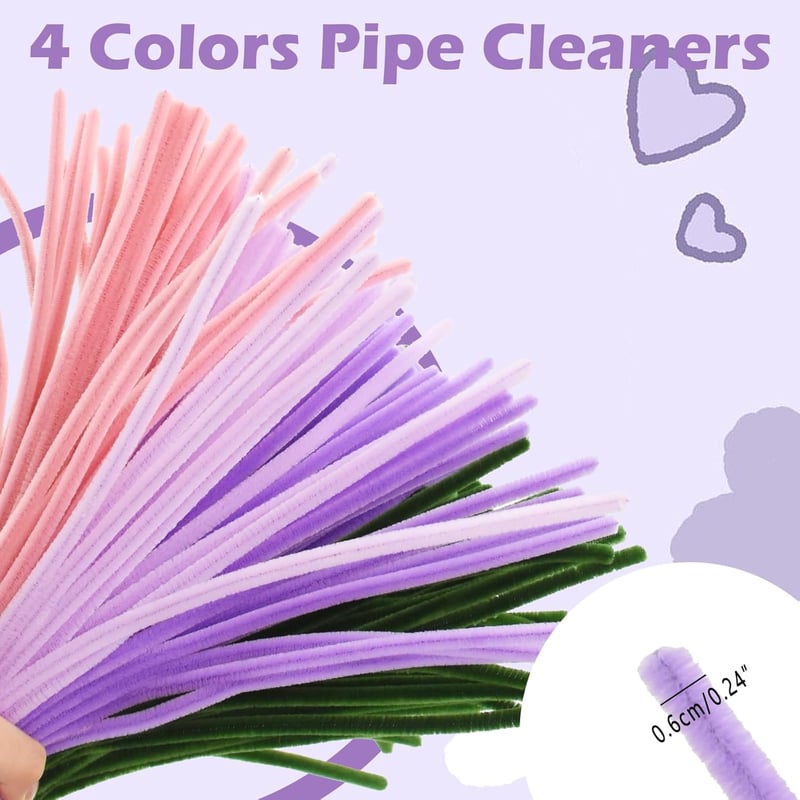 Coriver Virág Pipe Cleaner Szett 4 Szín - Chenille Szár Kézműves Csokor Készítéshez
