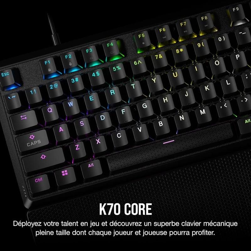 Corsair K70 Core RGB mechanikus gamer billentyűzet MLX Red, AZERTY FR, fekete