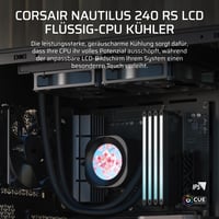 Sistem de răcire cu lichid pentru CPU Corsair Nautilus 240 RS LCD - AIO de 240 mm, ecran LCD IPS de 2,1 inchi, Intel LGA 1851/1700, AMD AM5/AM4, 2x ventilatoare RS120, negru 2