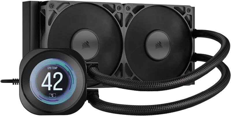 Sistem de răcire cu lichid pentru CPU Corsair Nautilus 240 RS LCD - AIO de 240 mm, ecran LCD IPS de 2,1 inchi, Intel LGA 1851/1700, AMD AM5/AM4, 2x ventilatoare RS120, negru