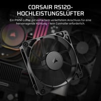 Corsair RS120 120mm PWM Ventilátor – Daisy-Chain Csatlakozás – Mágneses Gömbcsapágy – Csendes Működés – Fekete – 1 db 2