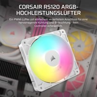 Corsair RS120 ARGB 120 mm PWM ventilátor do PC, biela - Daisy-Chain pripojenie - Tichý chod - Magnetické ložisko - Balenie 1 kus 2