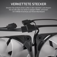 Corsair RS120 ARGB 120 mm PWM ventilátor do PC, biela - Daisy-Chain pripojenie - Tichý chod - Magnetické ložisko - Balenie 1 kus 5