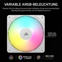 Corsair RS120 ARGB 120 mm PWM ventilátor do PC, biela - Daisy-Chain pripojenie - Tichý chod - Magnetické ložisko - Balenie 1 kus 4