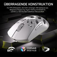 Bezdrôtová herná myš Corsair Sabre v2 PRO MG, biela, odľahčený perforovaný dizajn, na FPS hry, používaná 6
