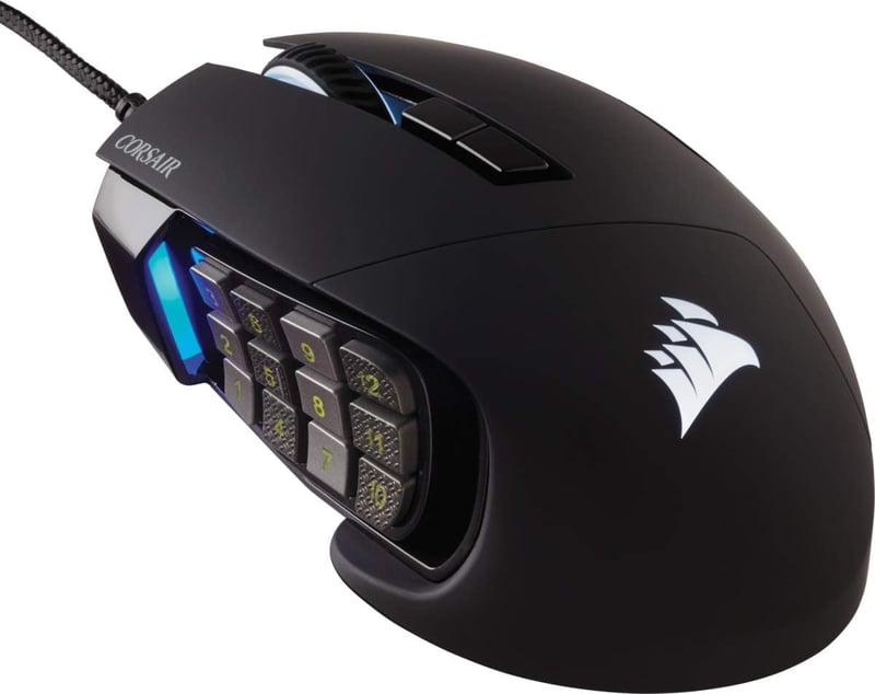 Káblová herná myš Corsair Scimitar RGB Elite pre MOBA/MMO hry – čierna