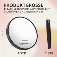 Oglindă cosmetică cu mărire 40x Cosmeria cu ventuze și set de pensete – pentru machiaj precis și pensat sprâncene 2