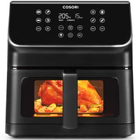 Friteuză cu aer cald COSORI, 6,2 litri, cu fereastră, 12 funcții, 1700 W, temperatură reglabilă 75-205 °C, ecran tactil 1