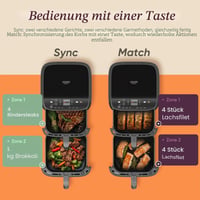 Teplovzdušná fritéza Cosori Air Fryer Turbo Tower 10,8 l, 2 zásuvky, 6 v 1, 3 úrovne varenia, kompaktný dizajn, bez oleja 9