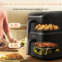 Teplovzdušná fritéza Cosori Air Fryer Turbo Tower 10,8 l, 2 zásuvky, 6 v 1, 3 úrovne varenia, kompaktný dizajn, bez oleja 3