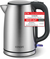 COSORI Rozsdamentes Vízforraló 1.7L Strix Technológia 2200W Gyors Felmelegítés 1