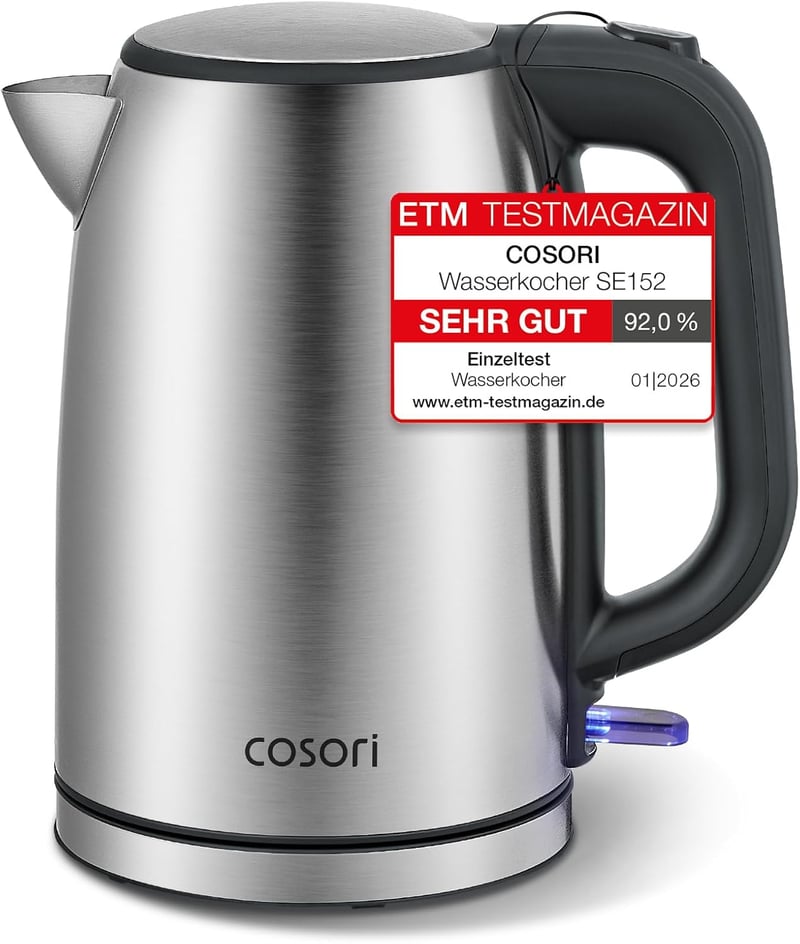 COSORI Rozsdamentes Vízforraló 1.7L Strix Technológia 2200W Gyors Felmelegítés