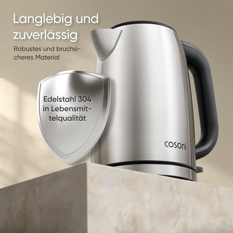 COSORI Rozsdamentes Vízforraló 1.7L Strix Technológia 2200W Gyors Felmelegítés