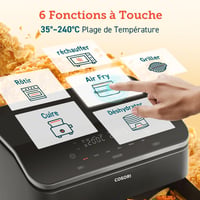 Teplovzdušná fritéza Cosori TwinFry 10L, duálne vyhrievacie teleso, 2 komory s vyberateľnou prepážkou, WiFi, 6 v 1, úspora energie 45 % 8