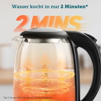 COSORI üveg vízforraló 1,7 L, 2200 W, rozsdamentes acél szűrő, 360° forgatható talp 2