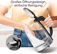 COSORI üveg vízforraló 1,7 L, 2200 W, rozsdamentes acél szűrő, 360° forgatható talp 4