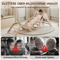 COSYLAND Beltéri Mászóállvány M - Montessori Fa Játszóház Csúszdával - 8 az 1-ben Fejlesztő Játék Gyerekeknek 18 Hónapos Kortól 7