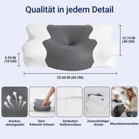 Pernă ortopedică pentru gât din spumă cu memorie COSYLAND – pernă ortopedică în formă de fluture pentru dormit pe o parte, pe spate și pe burtă, 60x40x10/13 cm, gri închis 3