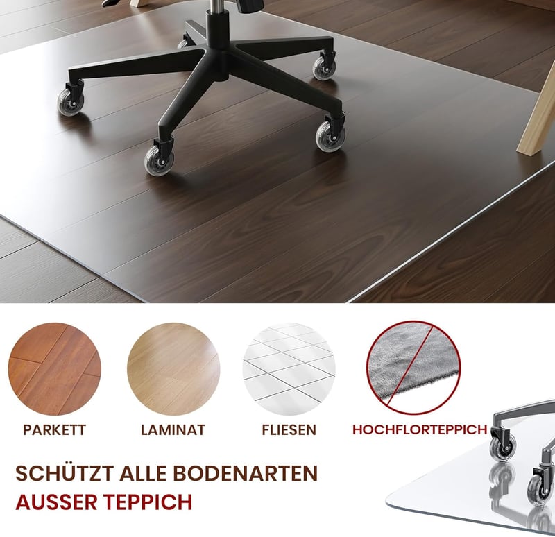 COSYLAND Irodai Szék Alátét 90x120cm Padlóvédő Csúszásmentes Fehér
