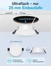 COTLEDL LED Vstavané bodové svietidlo 230V 10 ks, 5W 450lm IP44 Kúpeľňové stropné bodové svietidlo, priemer 68-80 mm, studená biela 6000K, obývačka kuchyňa 3