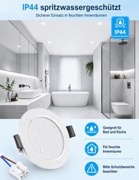 COTLEDL LED Vstavané bodové svietidlo 230V 10 ks, 5W 450lm IP44 Kúpeľňové stropné bodové svietidlo, priemer 68-80 mm, studená biela 6000K, obývačka kuchyňa 4