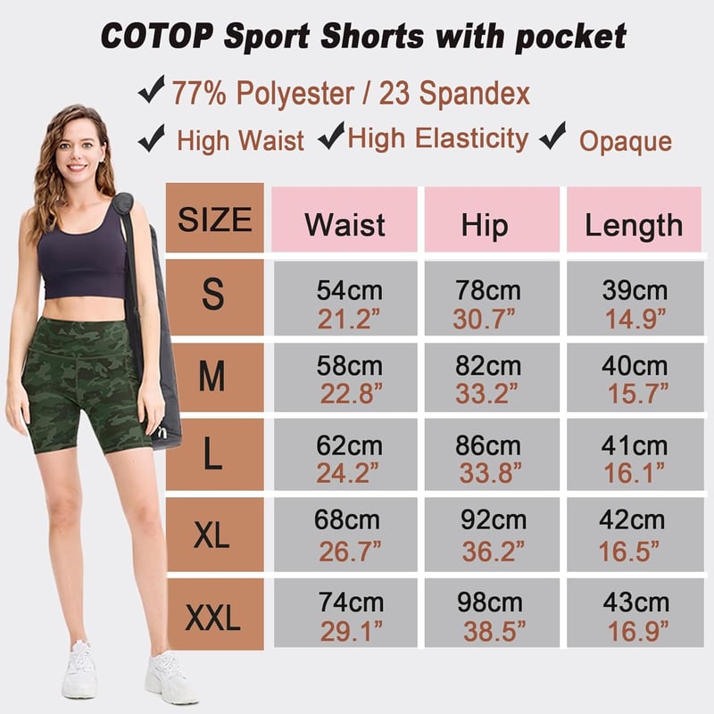 COTOP női sport leggings magas derékkal, zsebekkel, yoga rövidnadrág futáshoz és edzéshez, S-es méret