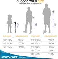 COVACURE Teleszkópos Nordic Walking Bot Állítható Könnyű Gumipufferrel Férfiaknak és Nőknek 6