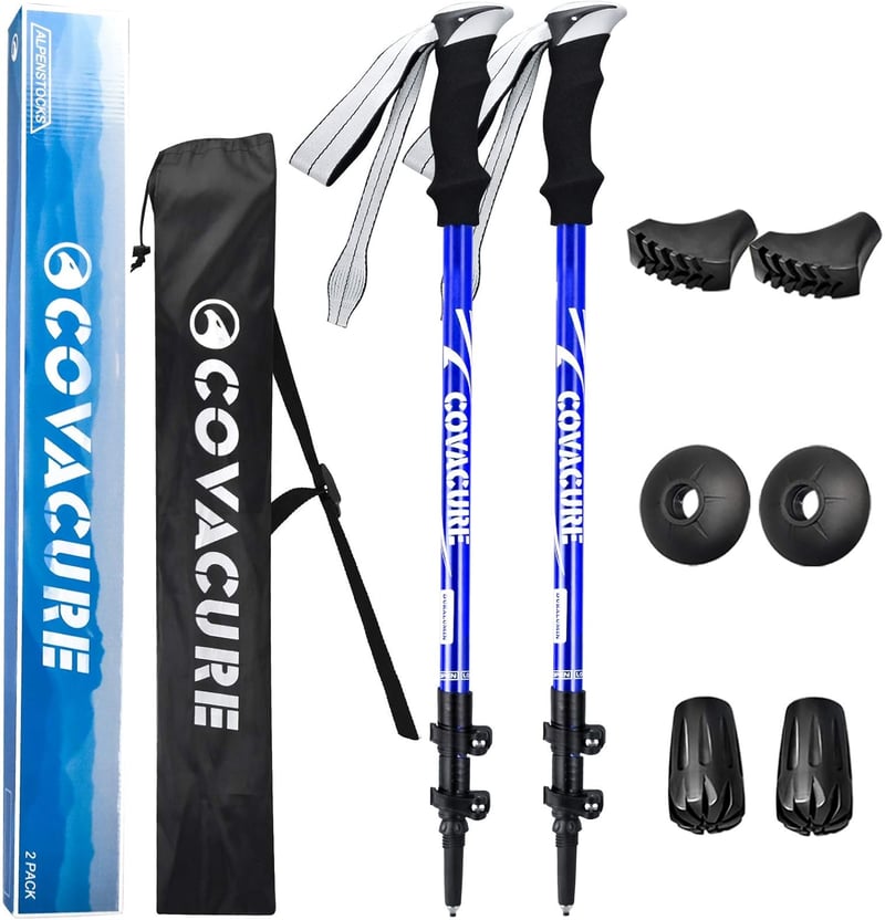 COVACURE Teleszkópos Nordic Walking Bot Állítható Könnyű Gumipufferrel Férfiaknak és Nőknek