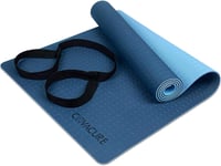 Covacure TPE Jóga Matrac 183x66cm - Csúszásmentes Fitness és Pilates Szőnyeg Hordozópánttal, Könnyű és Tartós, Kék 1