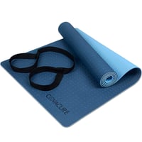 Covacure TPE Yoga Podloga 183x66cm - Protuklizna podloga za fitness i pilates s remenom za nošenje, lagana i izdržljiva, plava 1