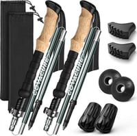 COVACURE Túrabot Szett - Összecsukható Alumínium Nordic Walking Botok 110-130 cm, Állítható Teleszkópos Túrabotok Gumi Talppal, Könnyű Túráz 1