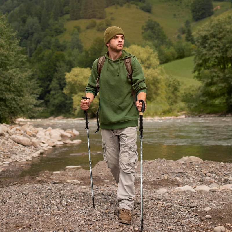 COVACURE Túrabot Szett - Összecsukható Alumínium Nordic Walking Botok 110-130 cm, Állítható Teleszkópos Túrabotok Gumi Talppal, Könnyű Túráz