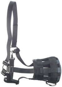 Nylonový náhubok a zábrana proti kŕmeniu pre kone Covalliero Equivet, čierny, veľkosť pony, jednoduché nasadenie 3