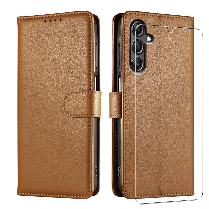 Obal na telefón JUNETOP pre Samsung Galaxy A18/A17/A16/A26 5G/4G s tvrdeným sklom – hnedý ochranný kryt