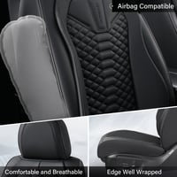 Set huse auto din piele Coverado, 5 piese, pentru scaune față și banchetă spate, impermeabile, negre, potrivire universală 4