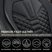 Set huse auto din piele Coverado, 5 piese, pentru scaune față și banchetă spate, impermeabile, negre, potrivire universală 5