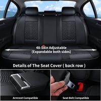 Set huse auto din piele Coverado, 5 piese, pentru scaune față și banchetă spate, impermeabile, negre, potrivire universală 2