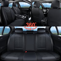 Set huse auto din piele Coverado, 5 piese, pentru scaune față și banchetă spate, impermeabile, negre, potrivire universală 6