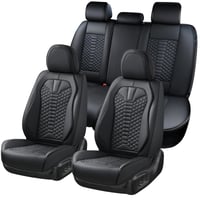 Set huse auto din piele Coverado, 5 piese, pentru scaune față și banchetă spate, impermeabile, negre, potrivire universală 1