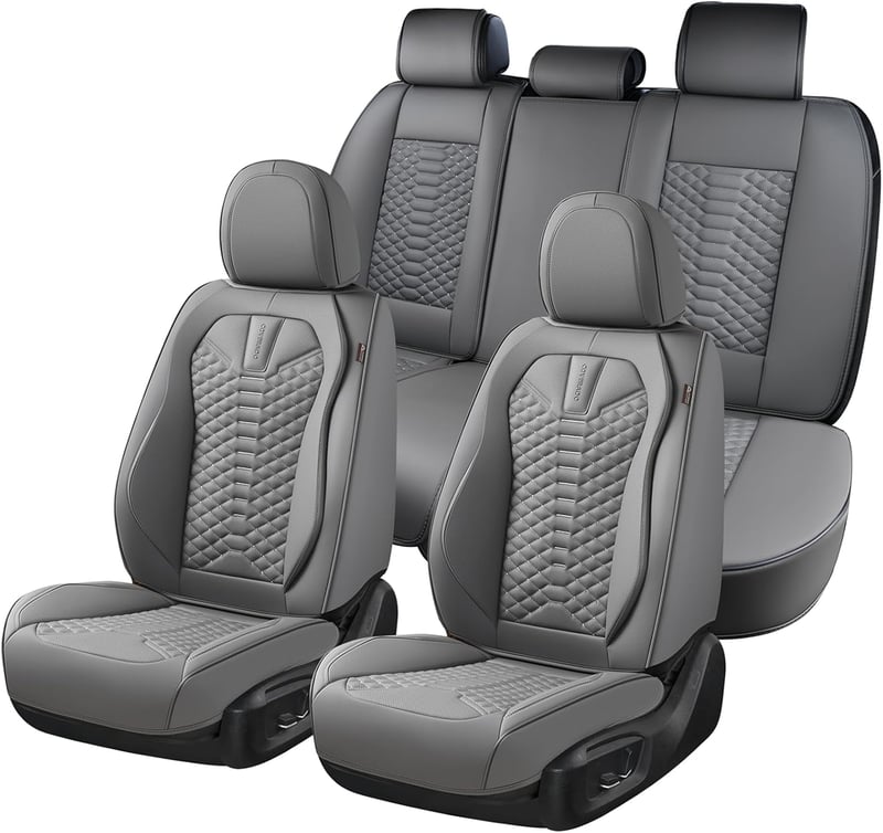 Coverado TypeC Grey univerzális első és hátsó autóülés huzat készlet, 5 db, Nappa műbőr, szalon, SUV, pickup kompatibilis