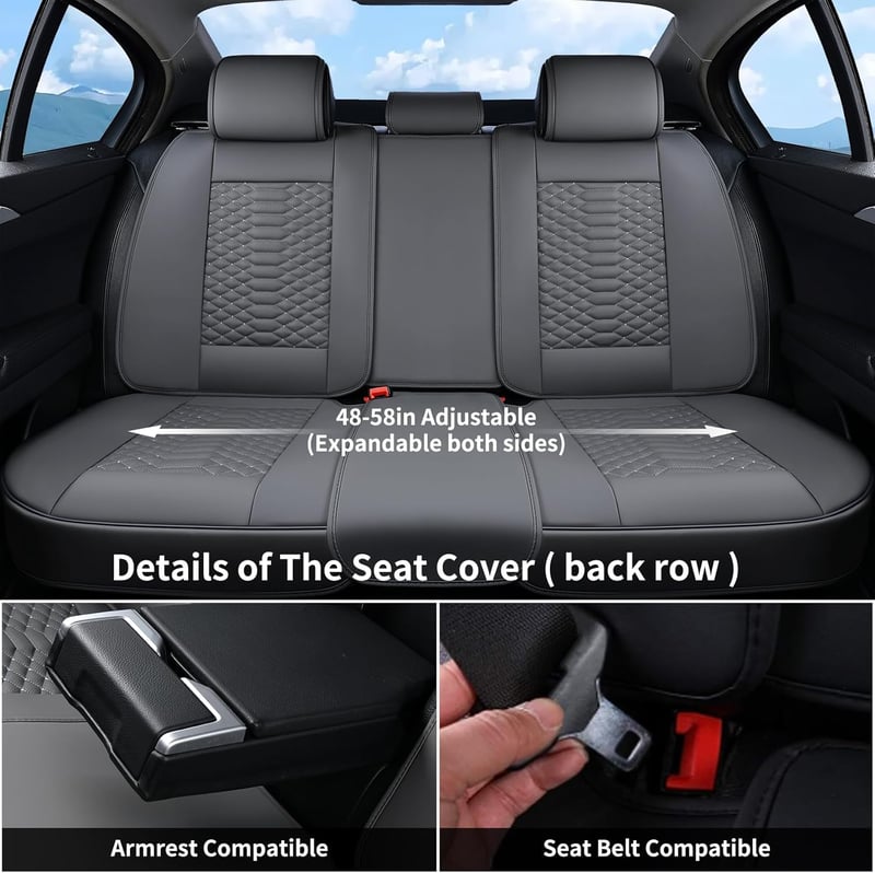 Coverado TypeC Grey univerzális első és hátsó autóülés huzat készlet, 5 db, Nappa műbőr, szalon, SUV, pickup kompatibilis