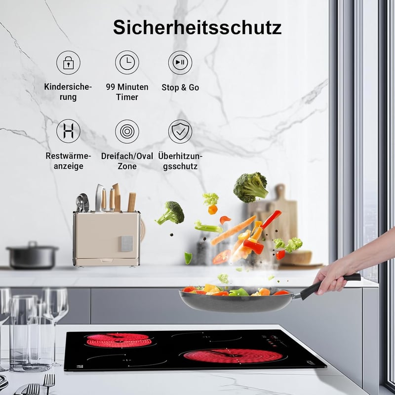 COVERCOOK 60 cm kerámia főzőlap 4 zónás sütőzónával és csúszkavezérléssel