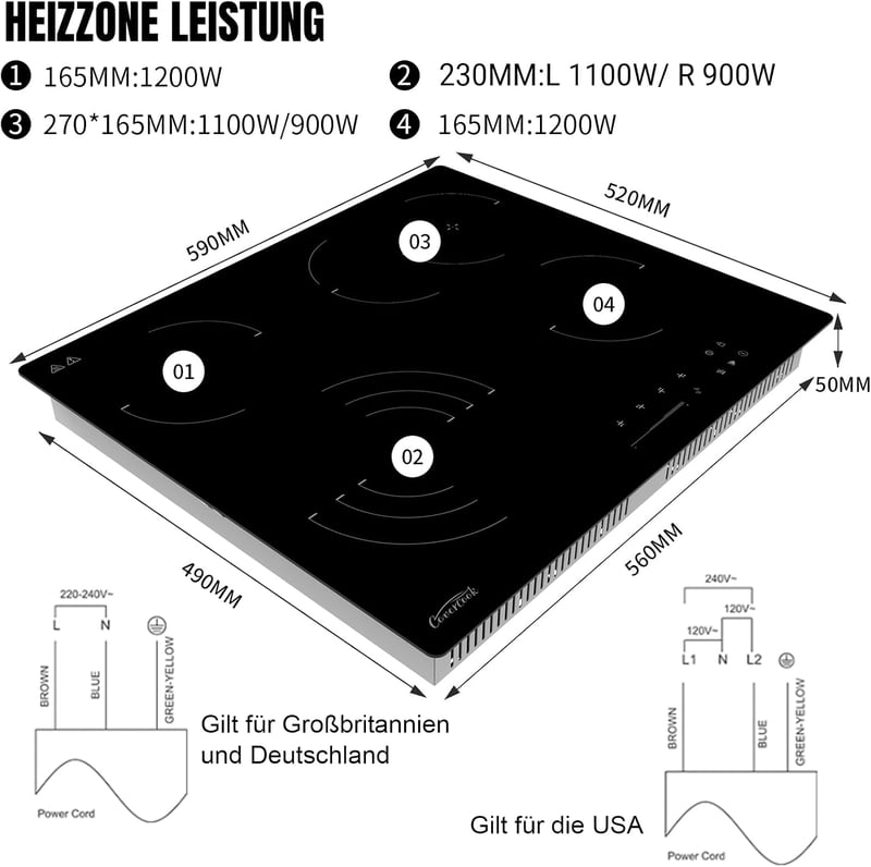 COVERCOOK 60 cm kerámia főzőlap 4 zónás sütőzónával és csúszkavezérléssel
