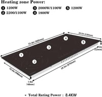 COVERCOOK 90 cm-es üvegkerámia főzőlap 5 zónával, érintésvezérlés, 8400 W 3