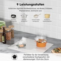 COVERCOOK Fehér Indukciós Főzőlap 60 cm - 4 Zónás Üvegkerámia Lap, Konnektorba Dugható, Érintőgombos Vezérlés, 9 Teljesítményszint, Időzítő, 2