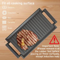 COVERCOOK Öntöttvas Grill Serpenyő - Téglalap Alakú 43x23 cm - Két Fogantyús - Indukciós, Gáz, Elektromos Főzőlapra és Szabadtéri Sütéshez 5